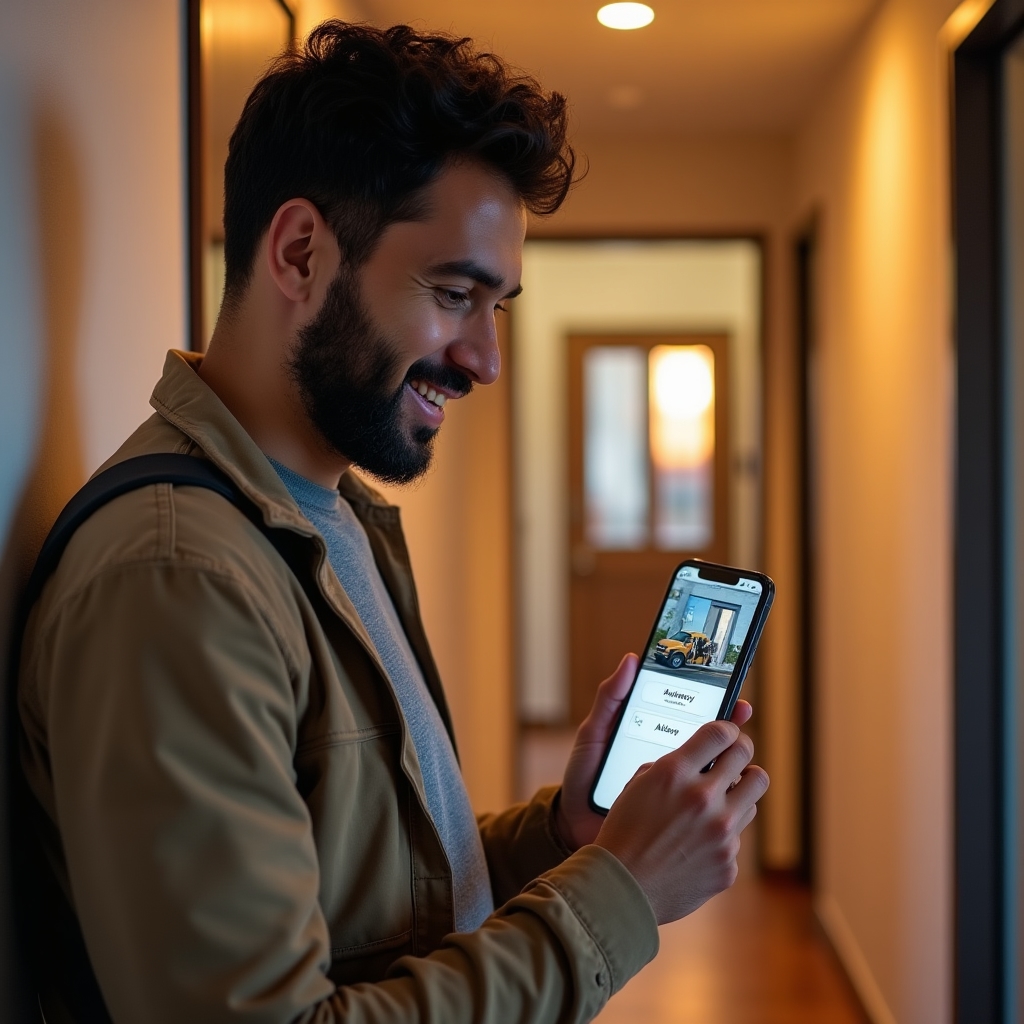 Resident authorizing delivery driver access via mobile phone notification